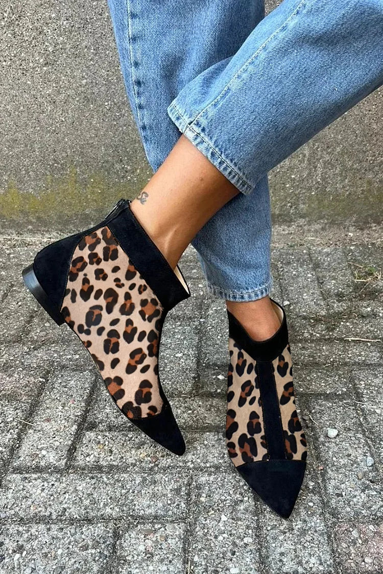  THERESA | LEOPARD POINTED ANKLE BOOTS
