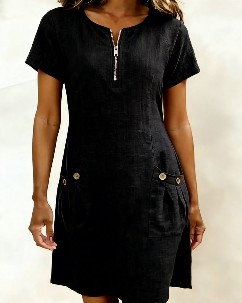 Emma Cotton Dress with Zipper Closure