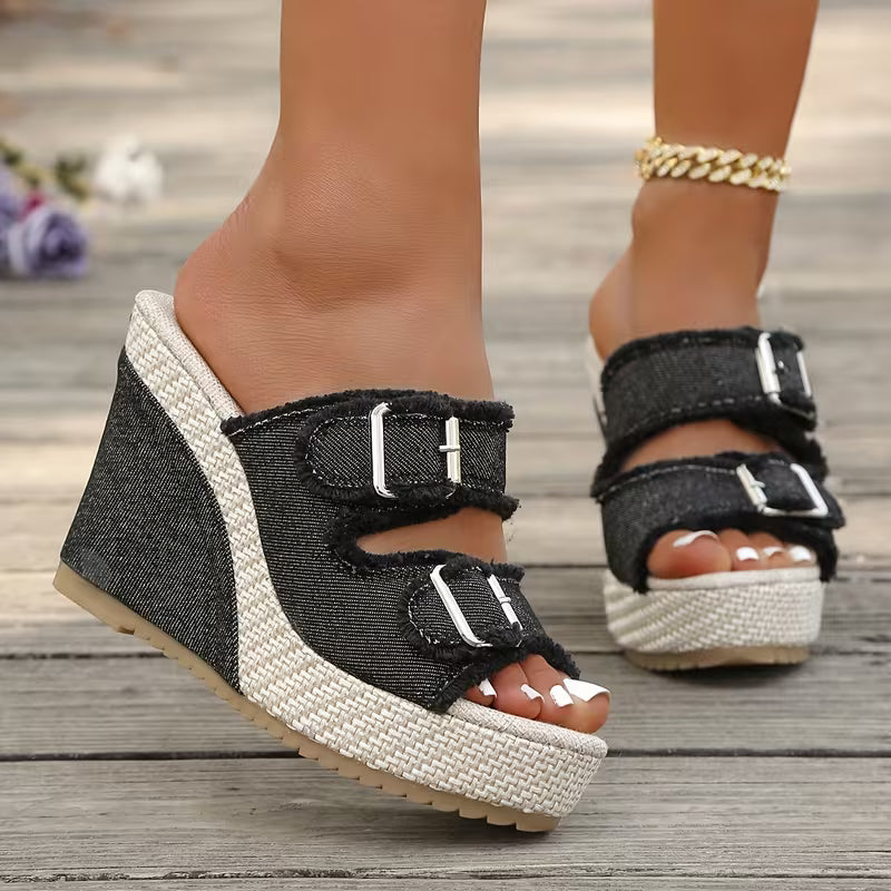 Atelier | Fray Edge Wedge Sandals