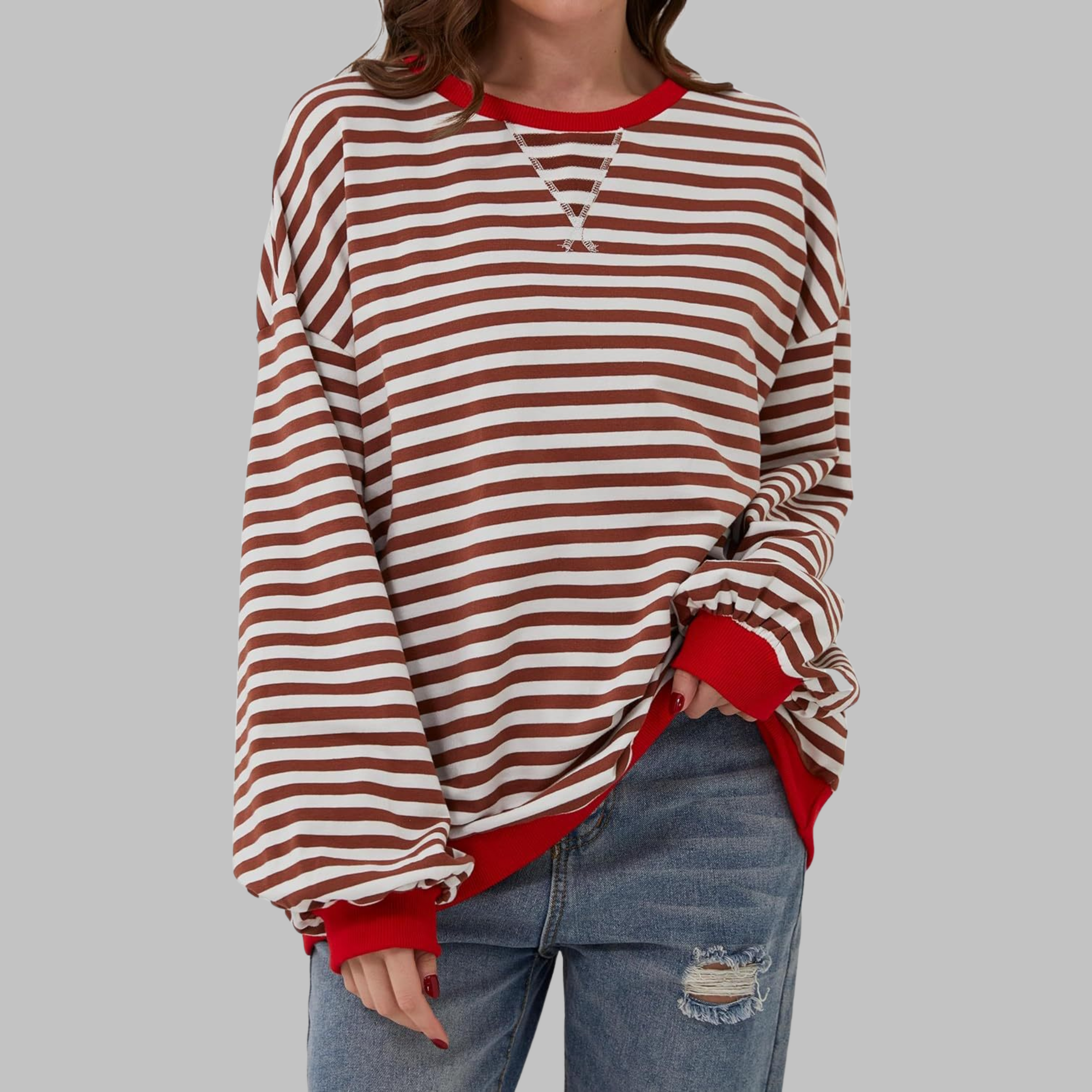 LUKA™ - Casual Long Sleeve Round Neck Striped Shirt