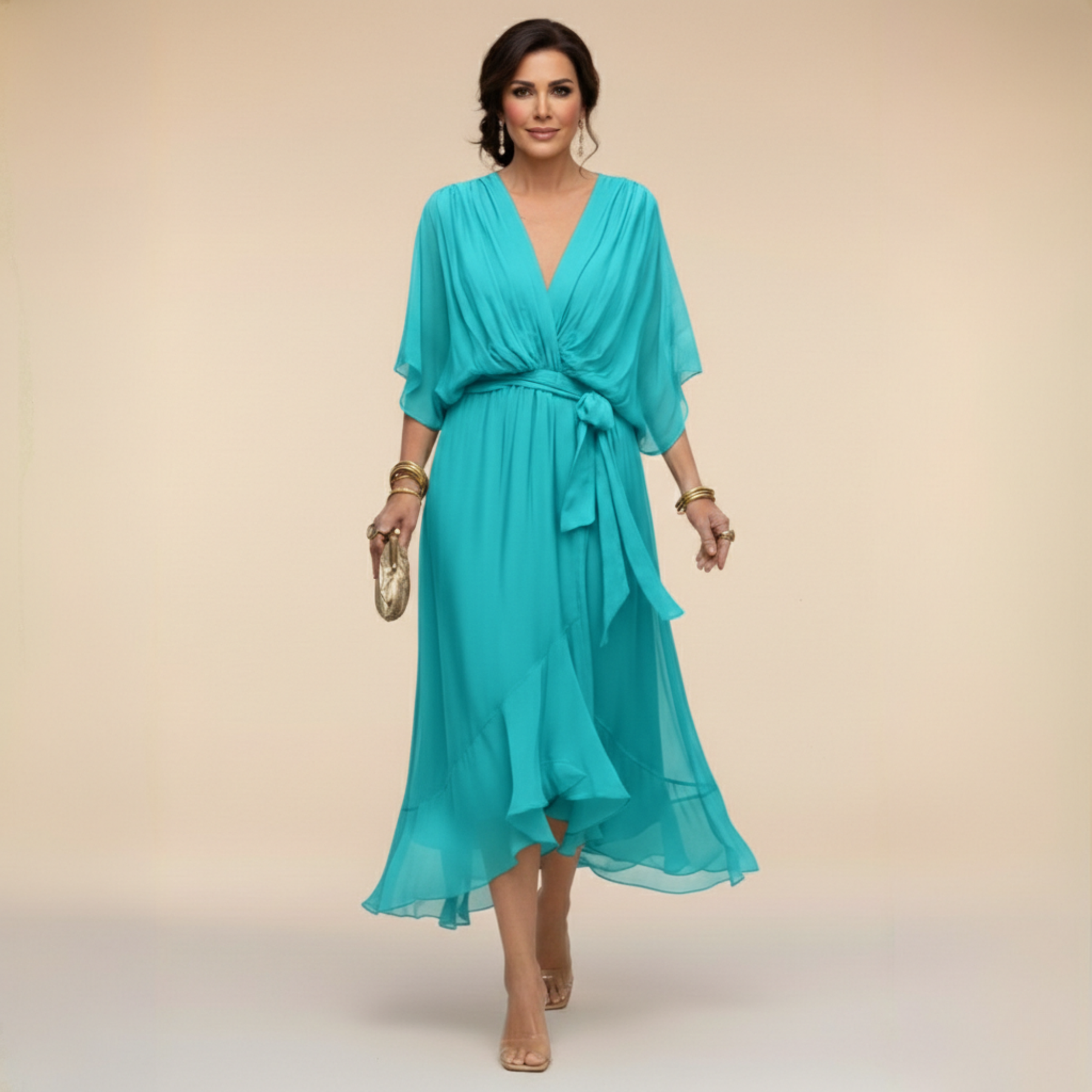 Monica™ | Elegant V-Neck Dress