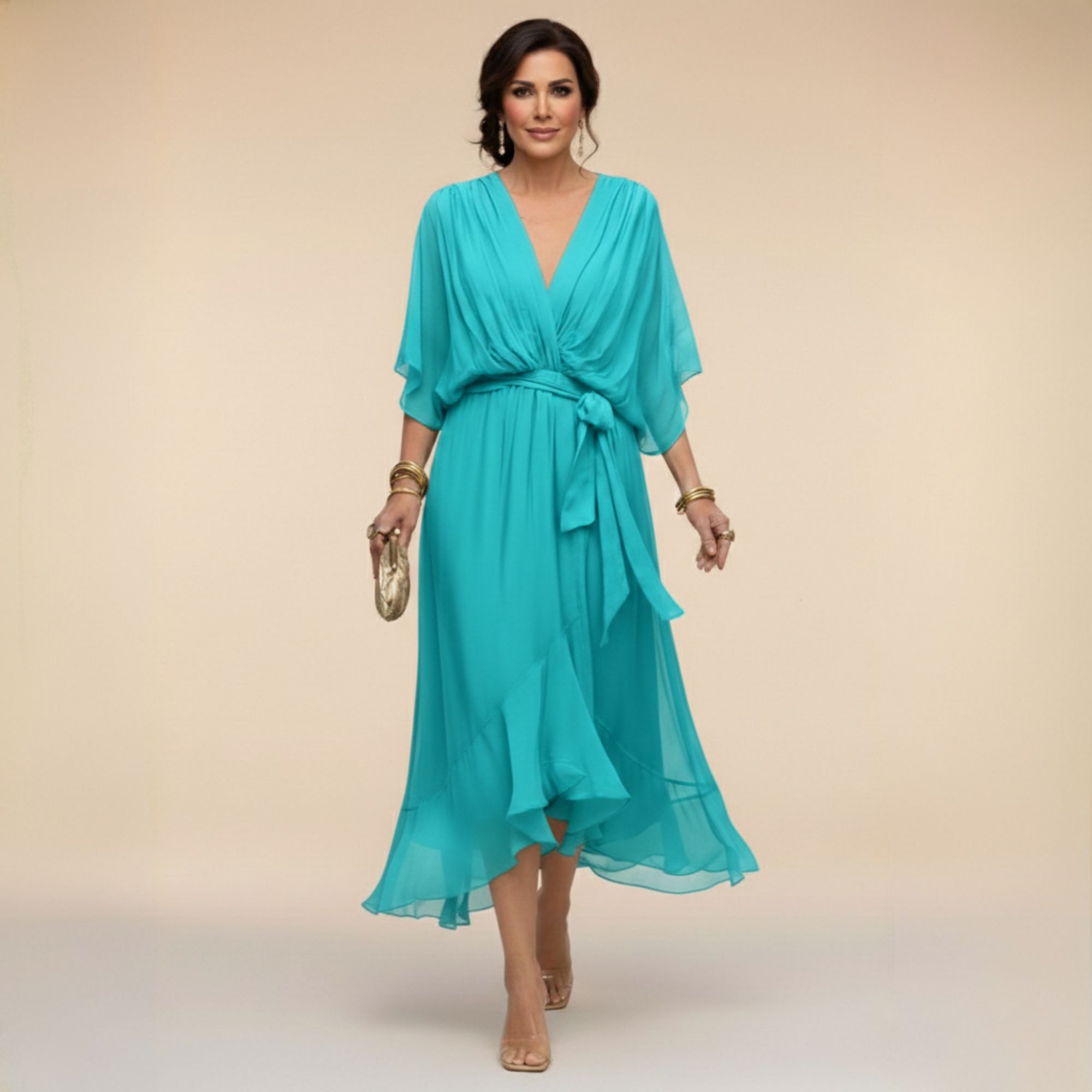 Monica™ | Elegant V-Neck Dress