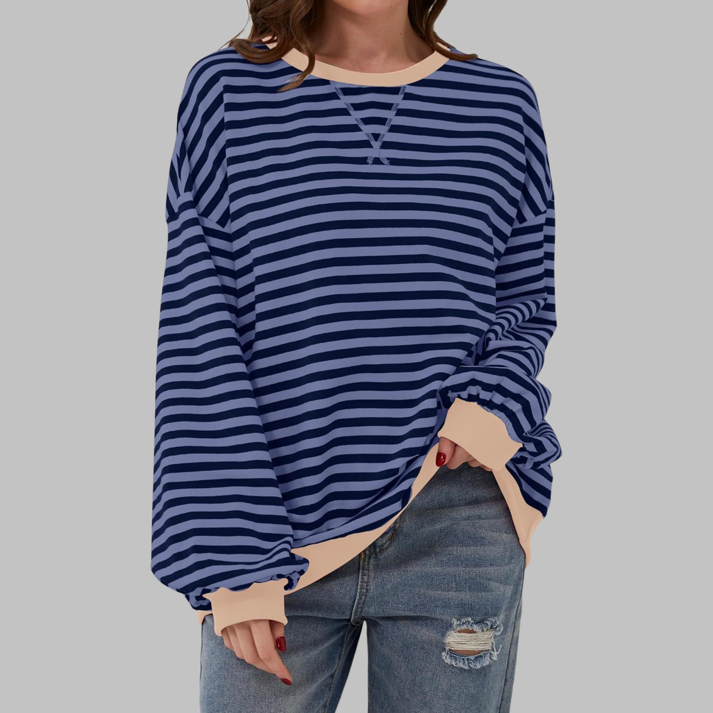 LUKA™ - Casual Long Sleeve Round Neck Striped Shirt