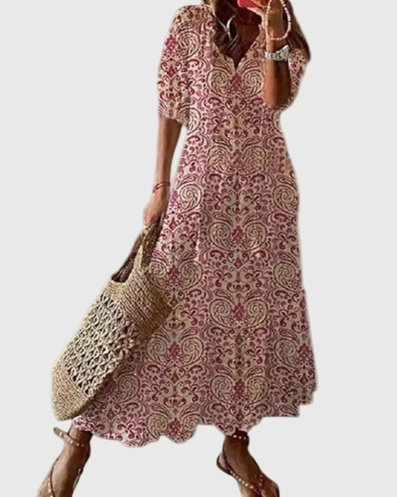 Amalia Boho Vintage Summer Maxi Dress