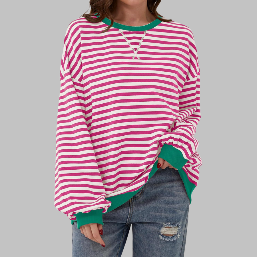 LUKA™ - Casual Long Sleeve Round Neck Striped Shirt