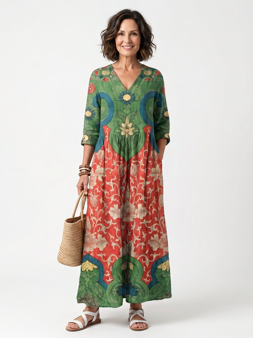 Sloane Mixed Print Midi Dress