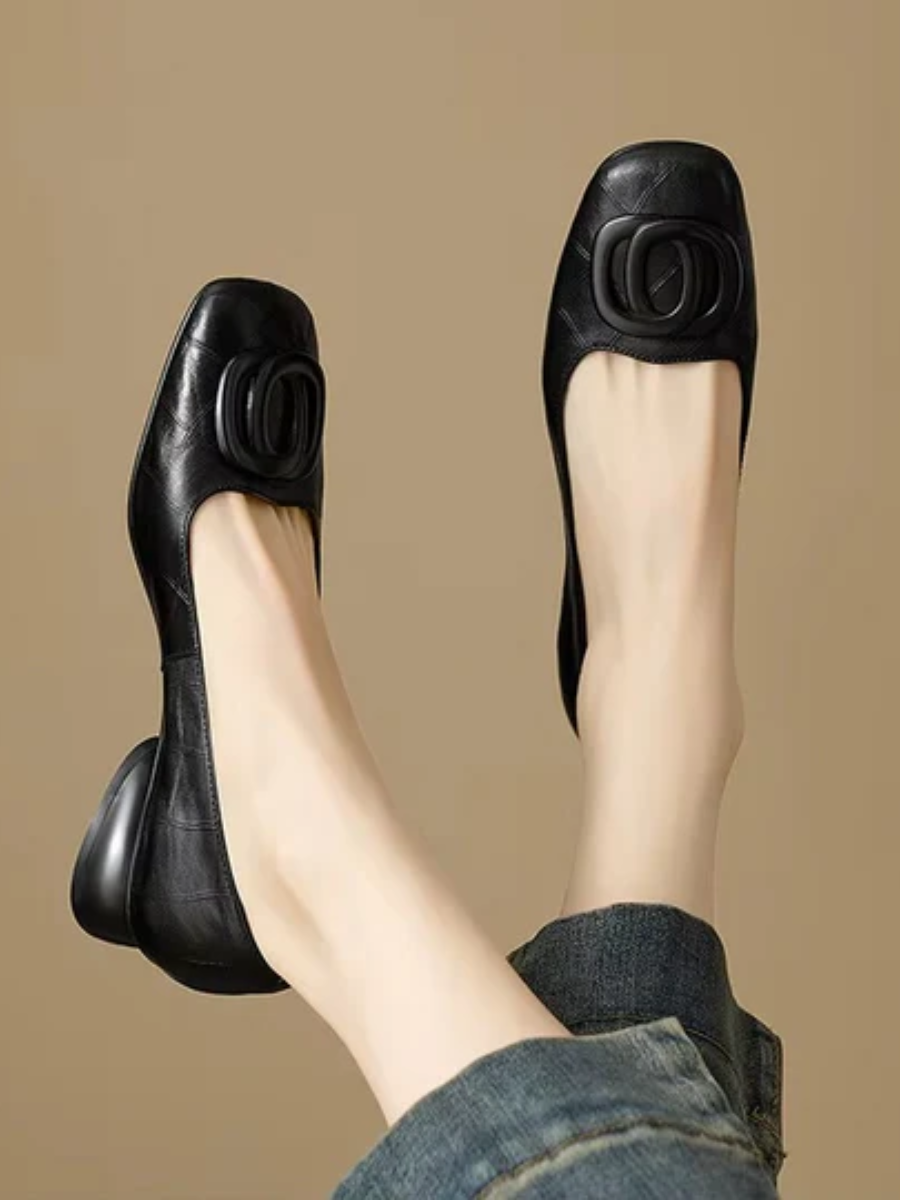 Opium Square-Toe Leather Flats