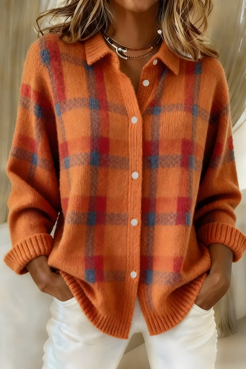 Tesa Plaid Knit Cardigan