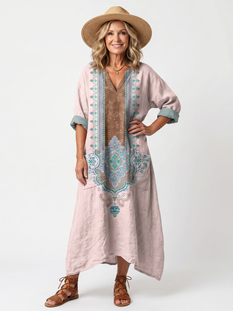 Kenza Designer Panel Midi Dress