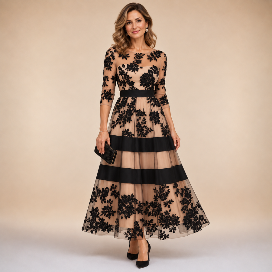 Adeline Floral Lace Evening Dress