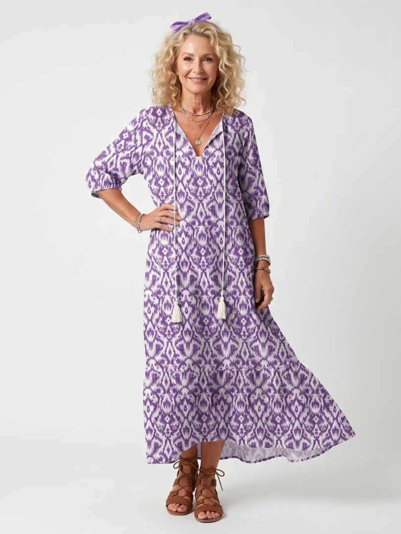 Penelope Printed Tassel Midi Dress