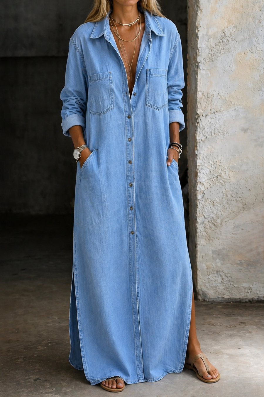 Delana Button-Front Dress
