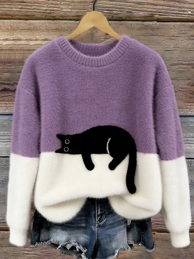 Aileen Cat Print Sweater