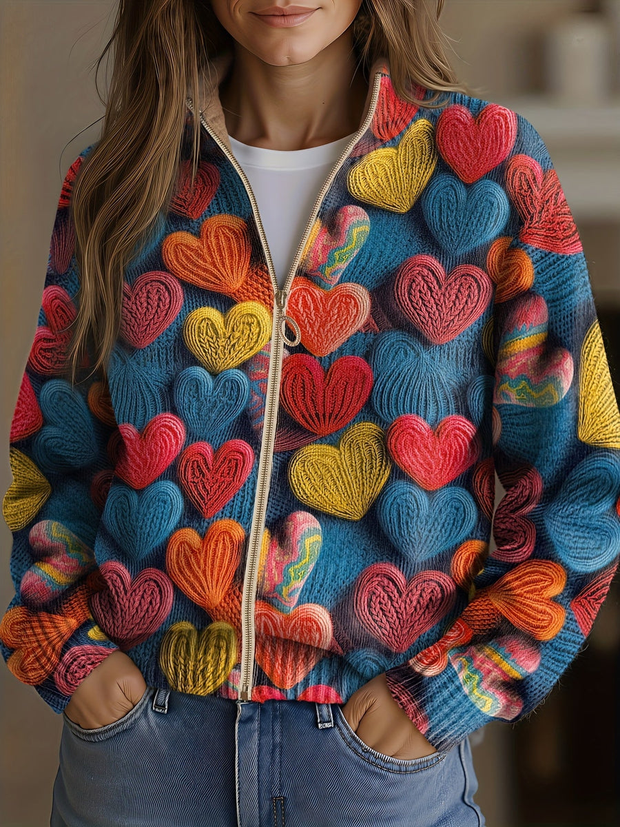 Valentine Heart Print Cardigan