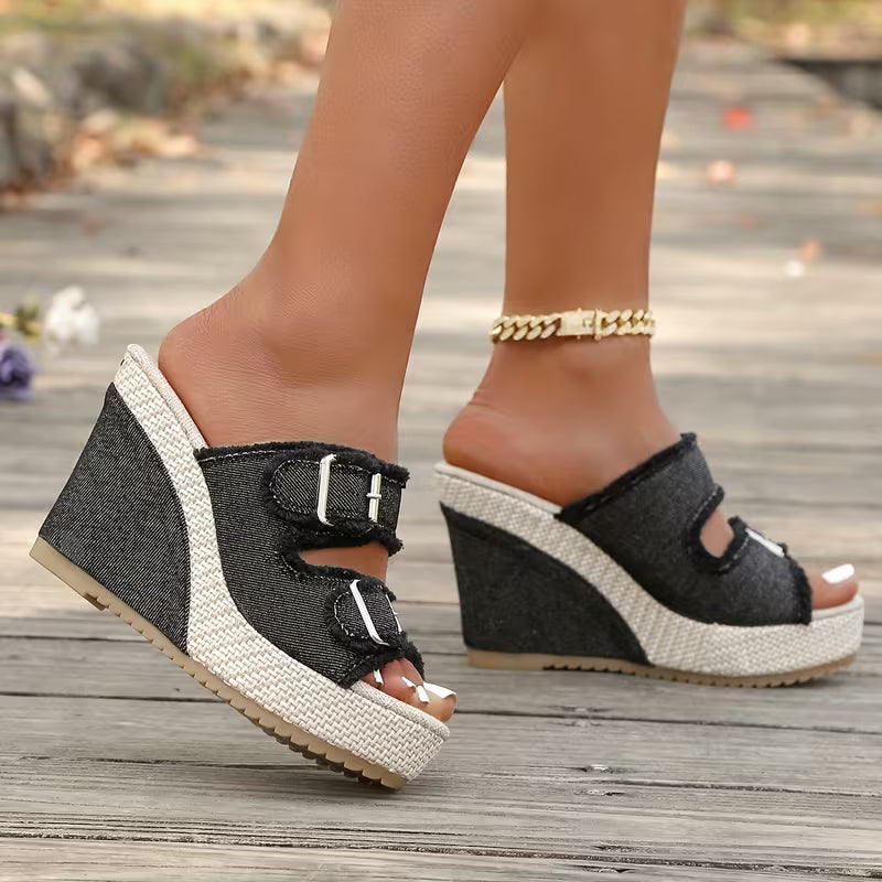 Atelier | Fray Edge Wedge Sandals
