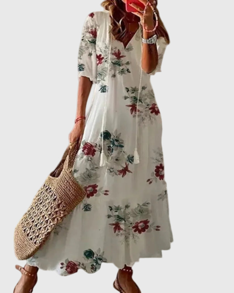 Amalia Boho Vintage Summer Maxi Dress