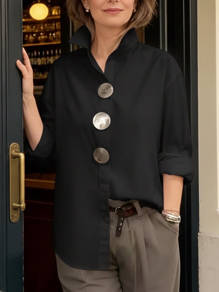 Rosalind | Statement Button Stand Collar Blouse