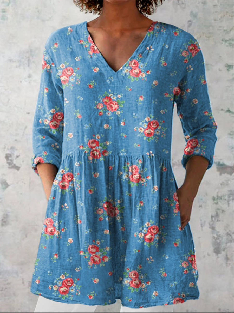 Melanie Long V-Neck Blouse