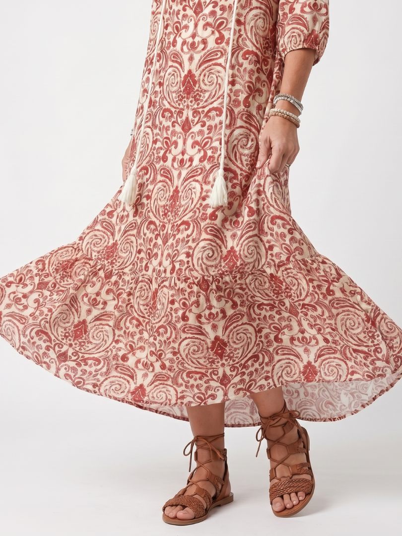 Noelle Ornate Tassel Midi Dress