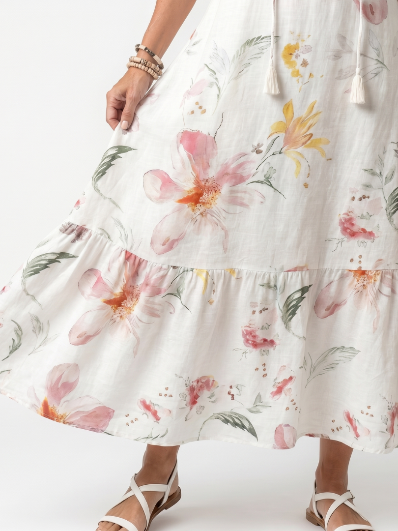 Noa Floral Tiered Midi Dress