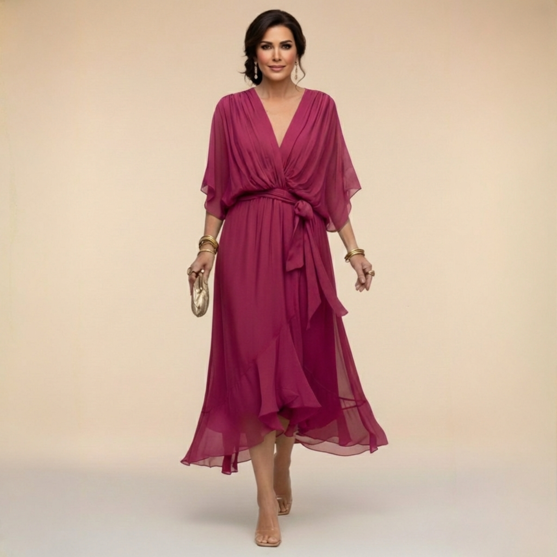Monica™ | Elegant V-Neck Dress