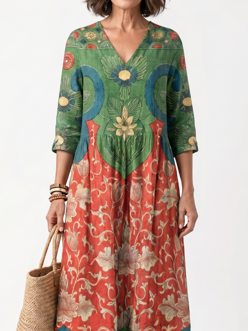 Sloane Mixed Print Midi Dress