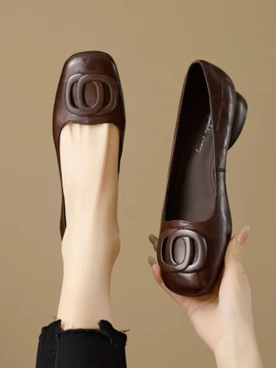 Opium Square-Toe Leather Flats