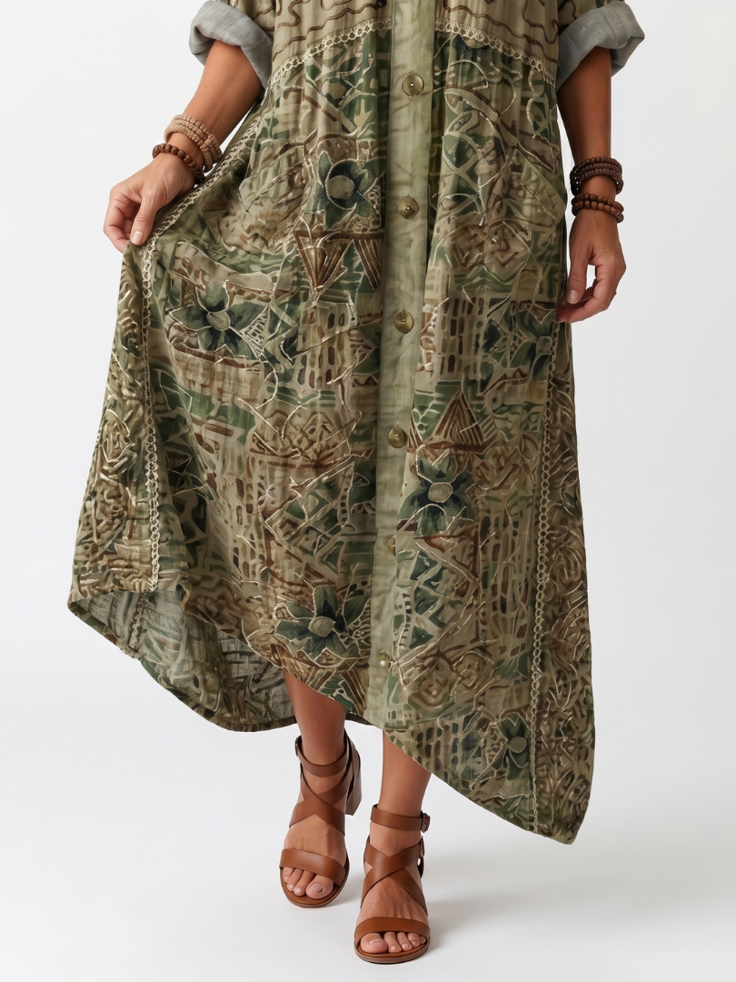 Aleta Button Front Midi Dress