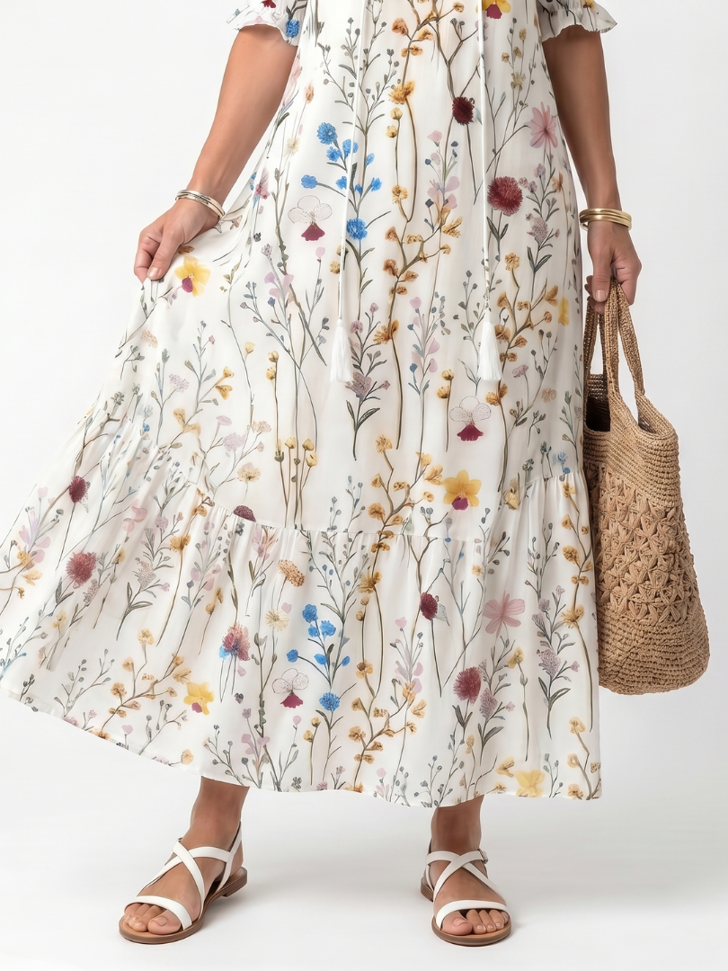 Sylvie Botanical Tassel Midi Dress