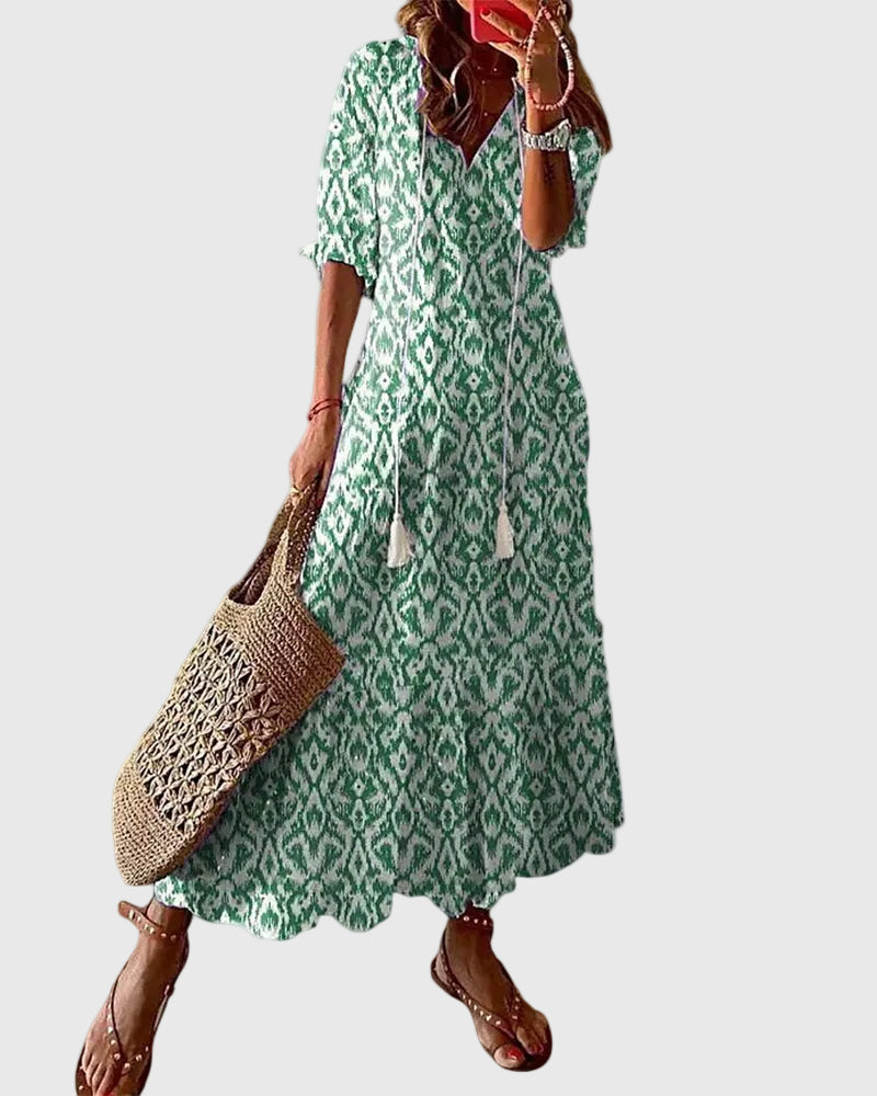 Amalia Boho Vintage Summer Maxi Dress
