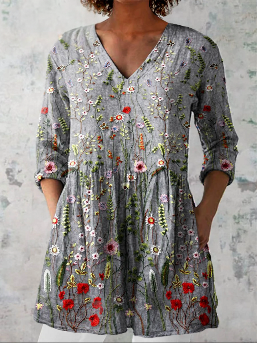 Amelie Long V-Neck Blouse
