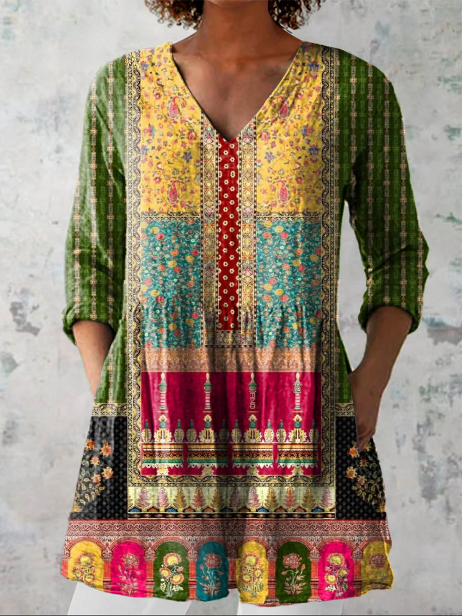 Emilie Long V-Neck Blouse