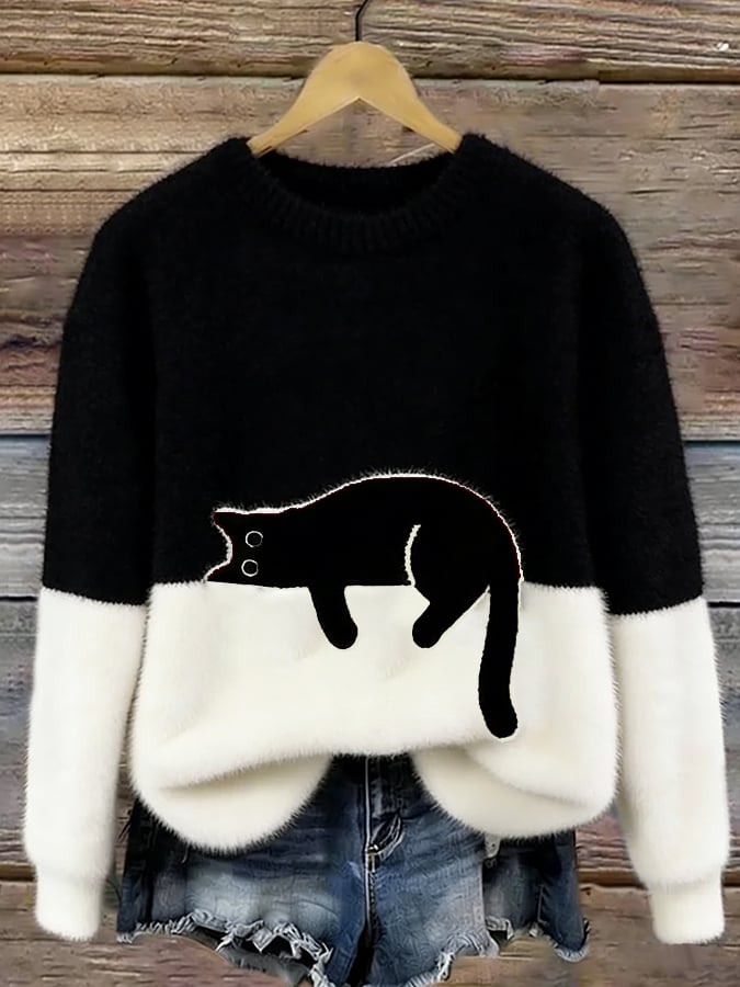 Aileen Cat Print Sweater