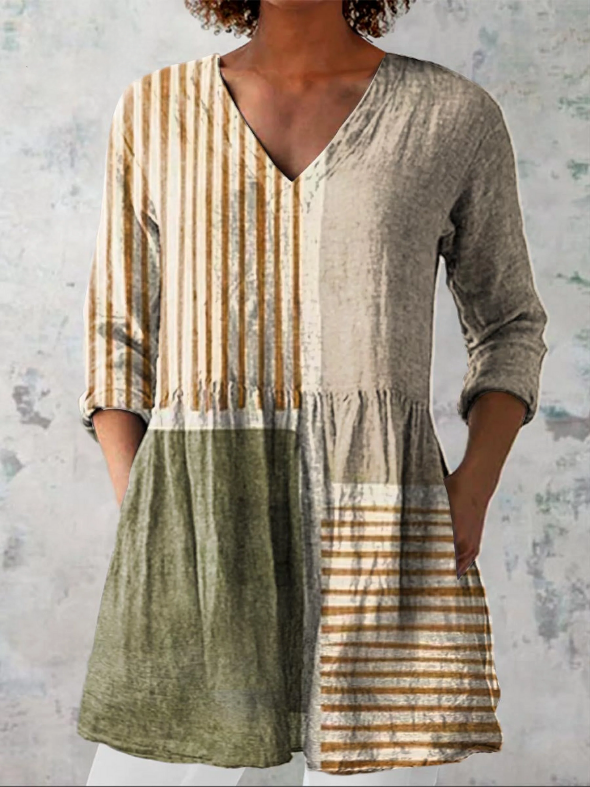 Camille Long V-Neck Blouse