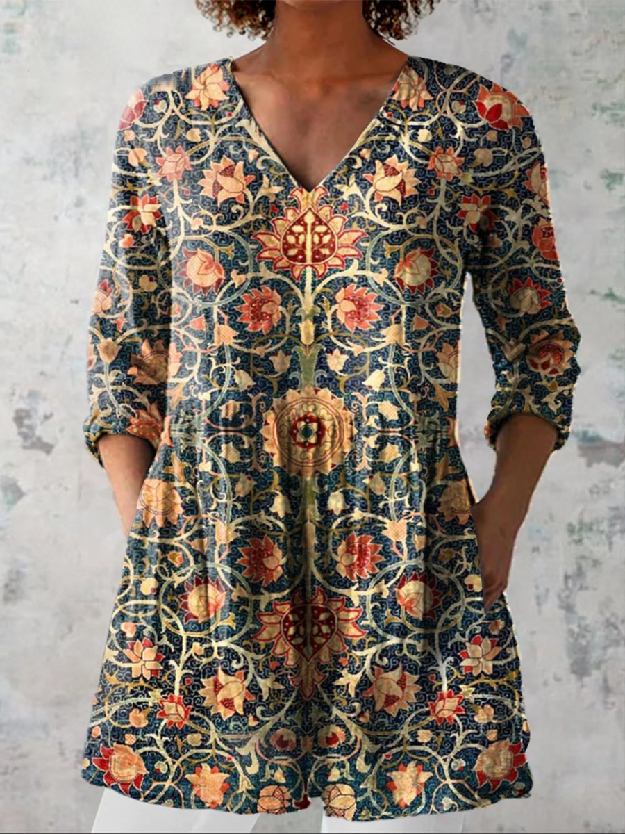 Celine Long V-Neck Blouse