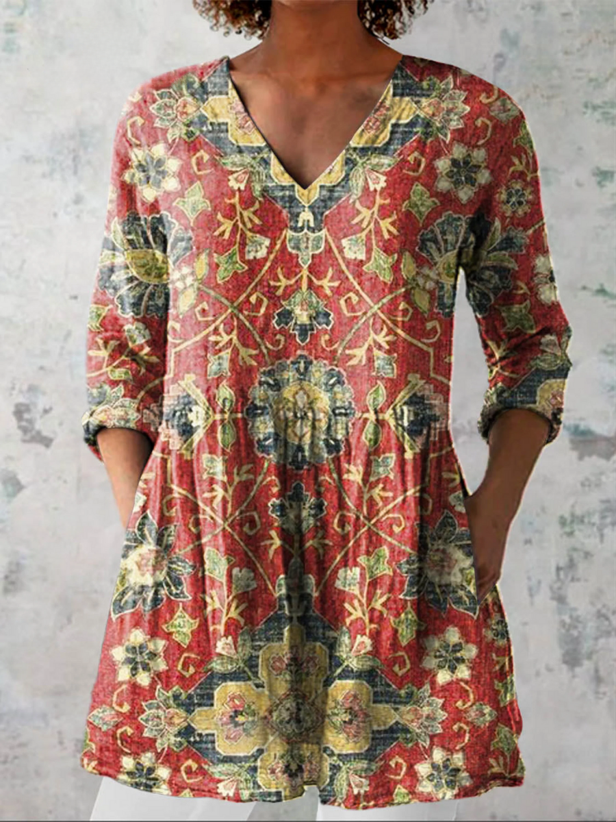 Lea Long V-Neck Blouse