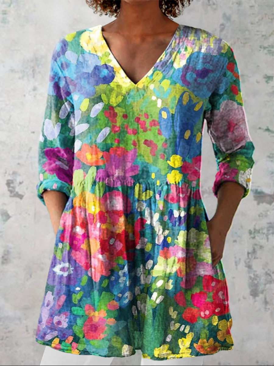 Maelle Long V-Neck Blouse
