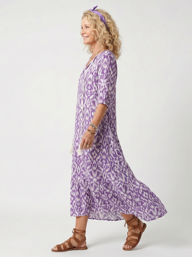 Penelope Printed Tassel Midi Dress