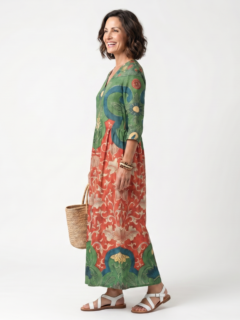 Sloane Mixed Print Midi Dress
