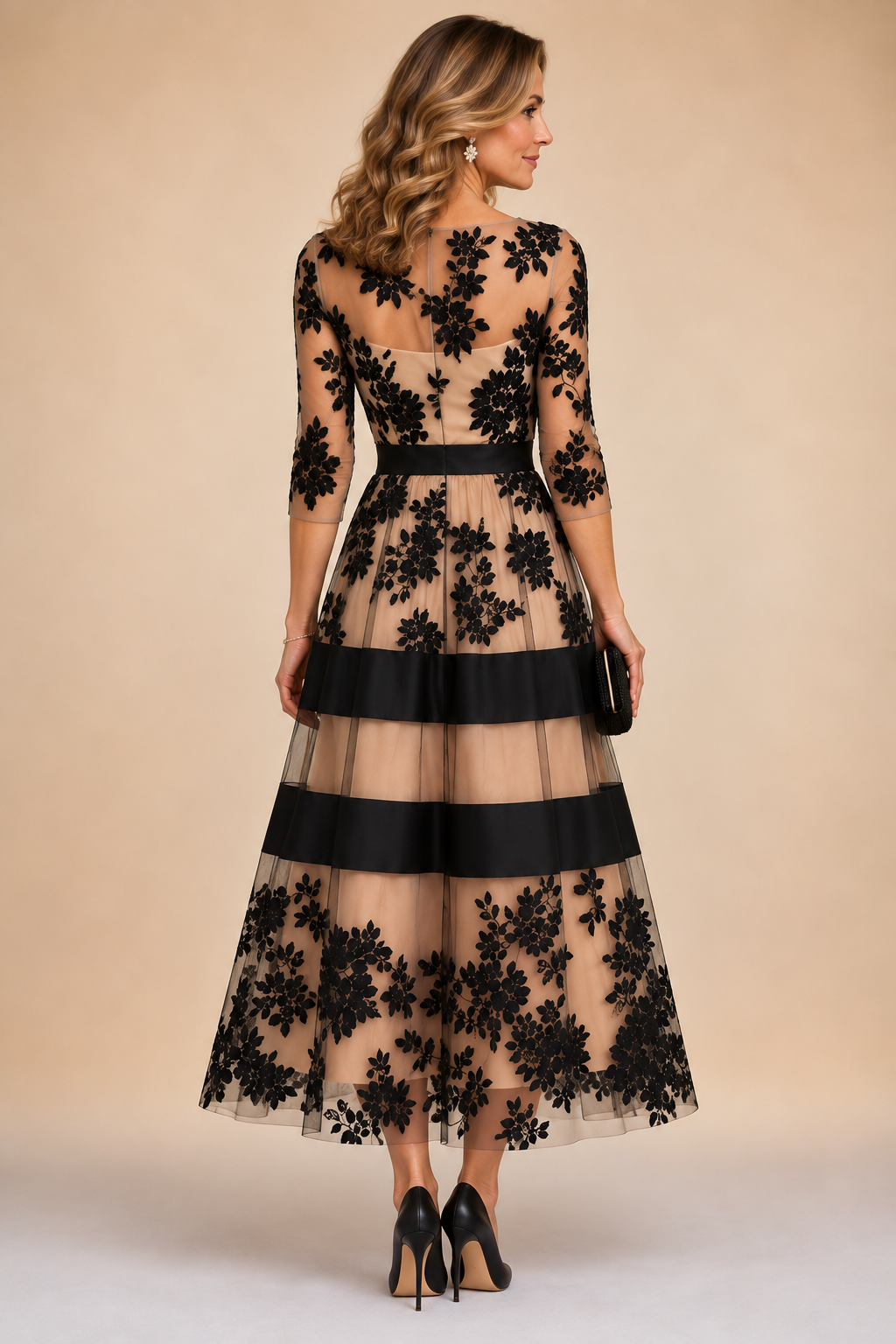Adeline Floral Lace Evening Dress