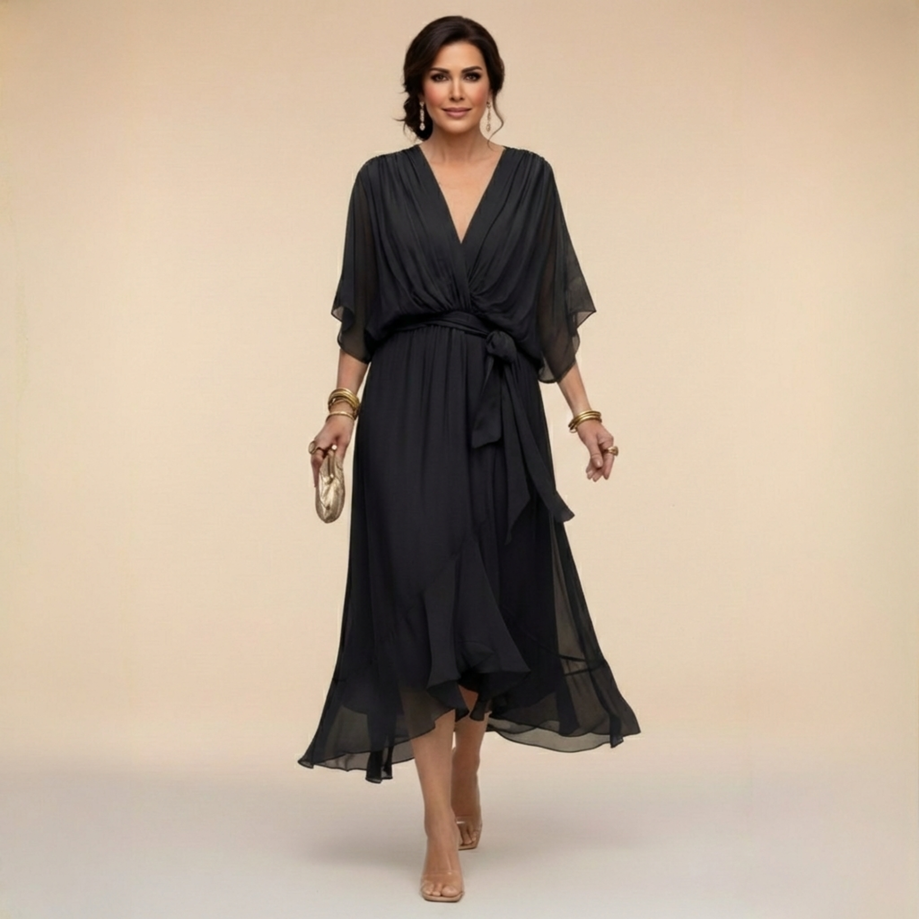 Monica™ | Elegant V-Neck Dress
