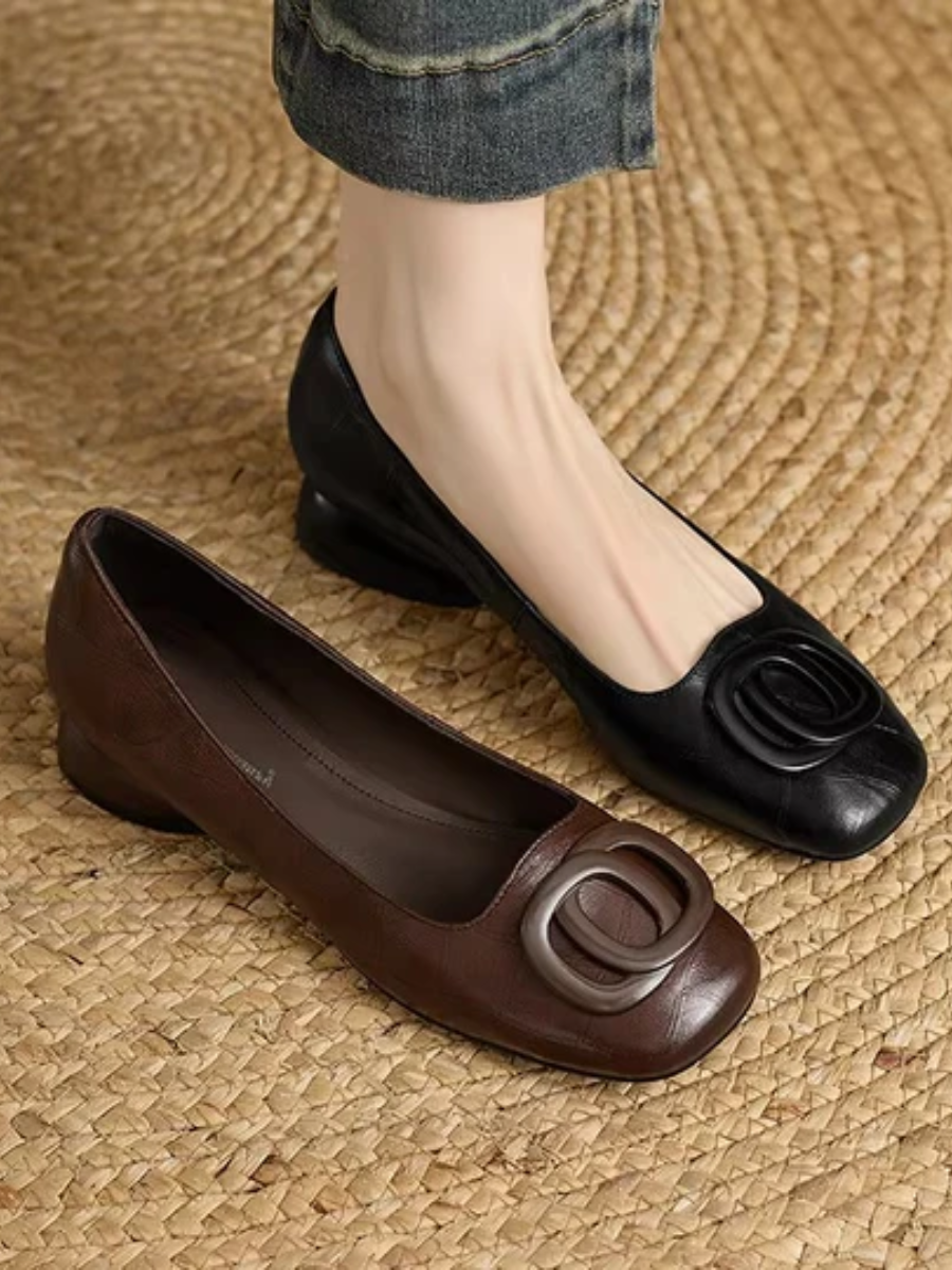 Opium Square-Toe Leather Flats