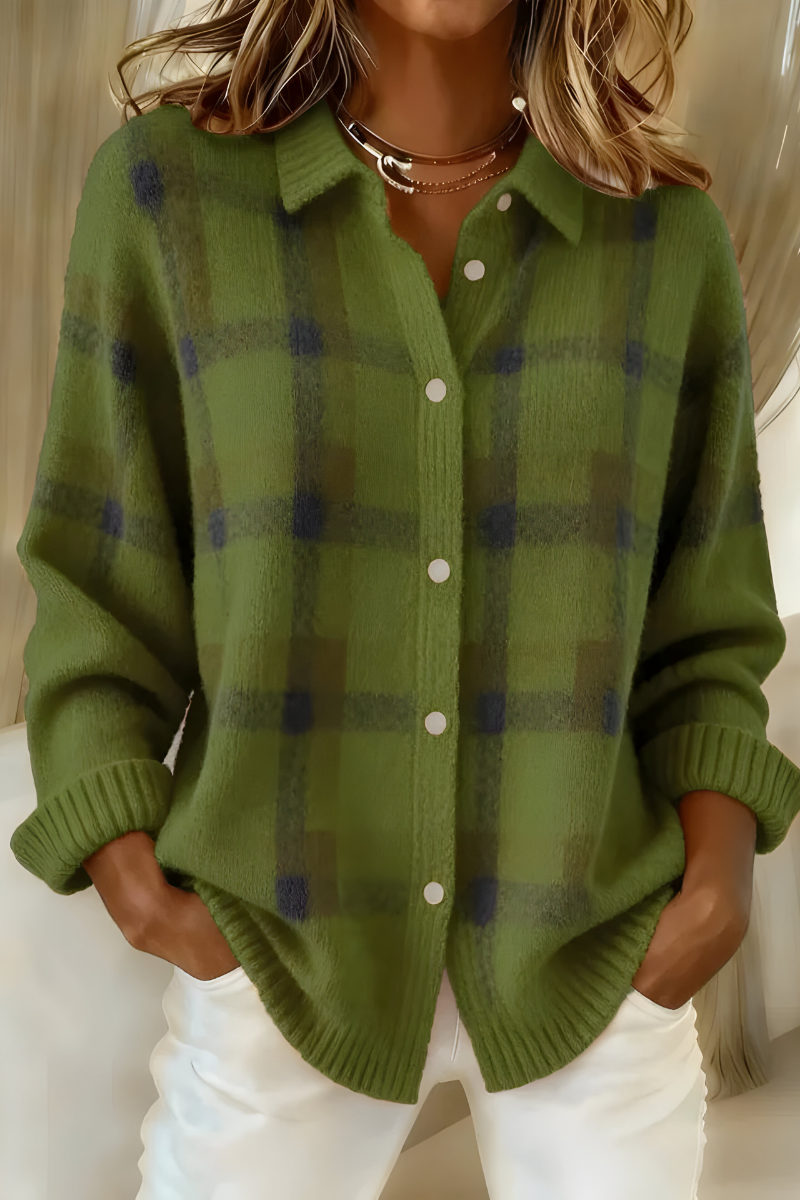 Tesa Plaid Knit Cardigan