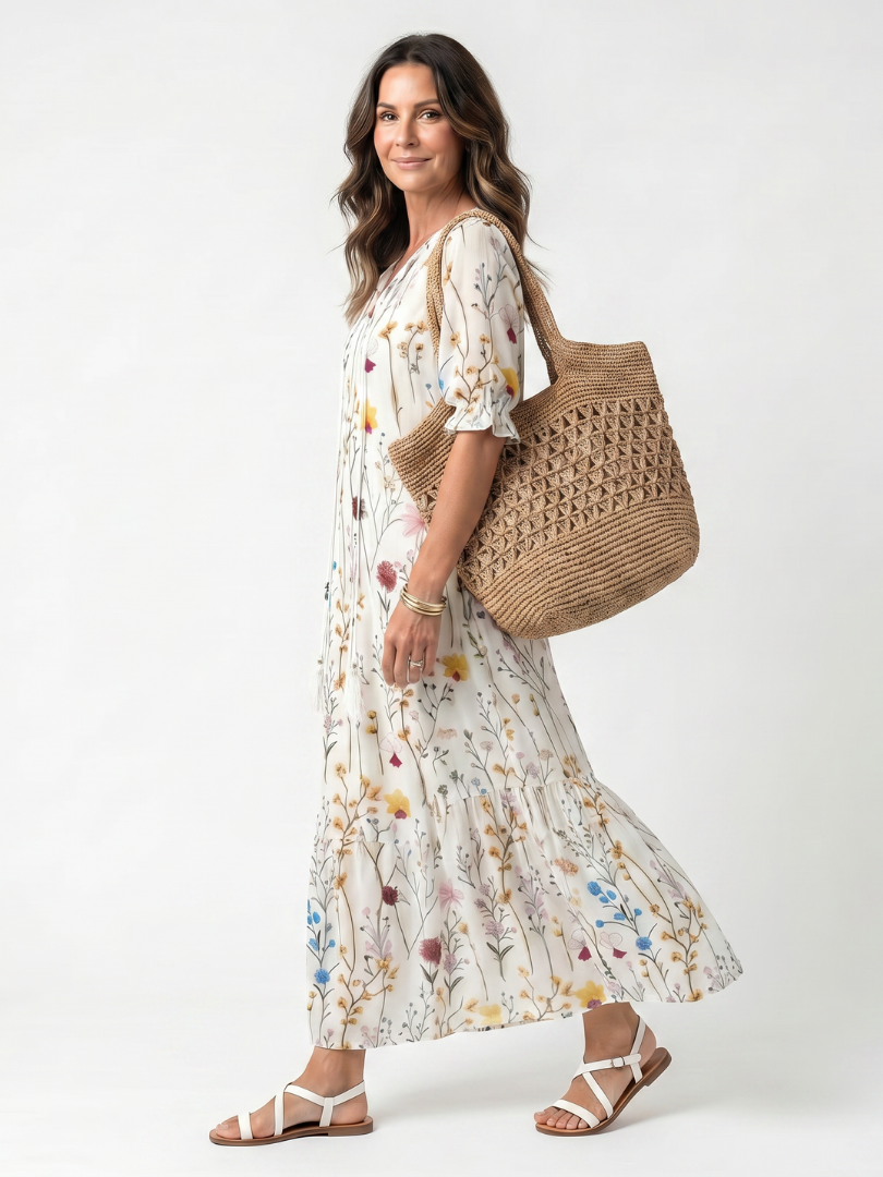 Sylvie Botanical Tassel Midi Dress