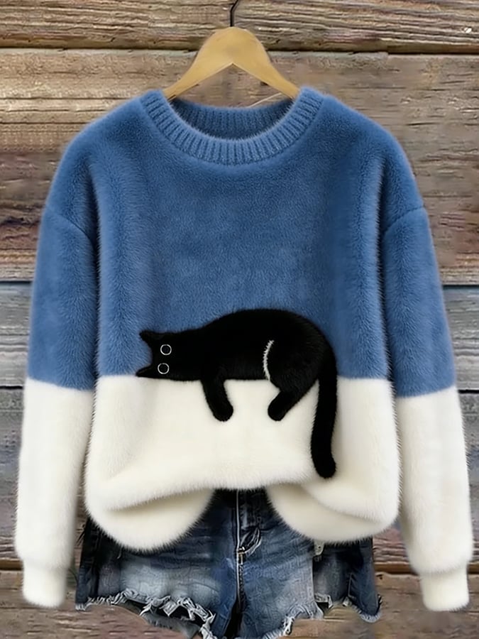 Aileen Cat Print Sweater
