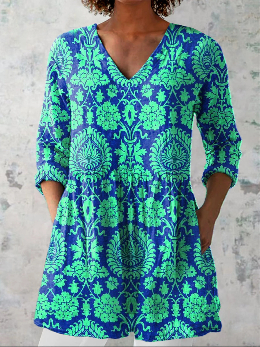 Ines Long V-Neck Blouse