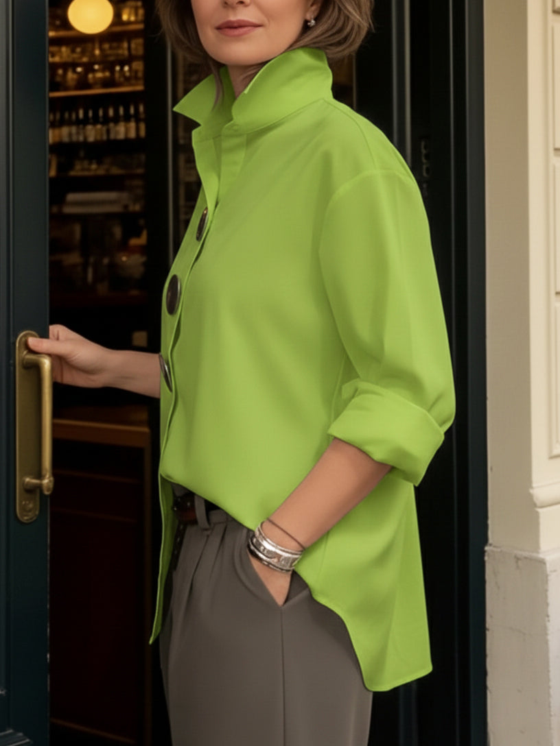Rosalind | Statement Button Stand Collar Blouse