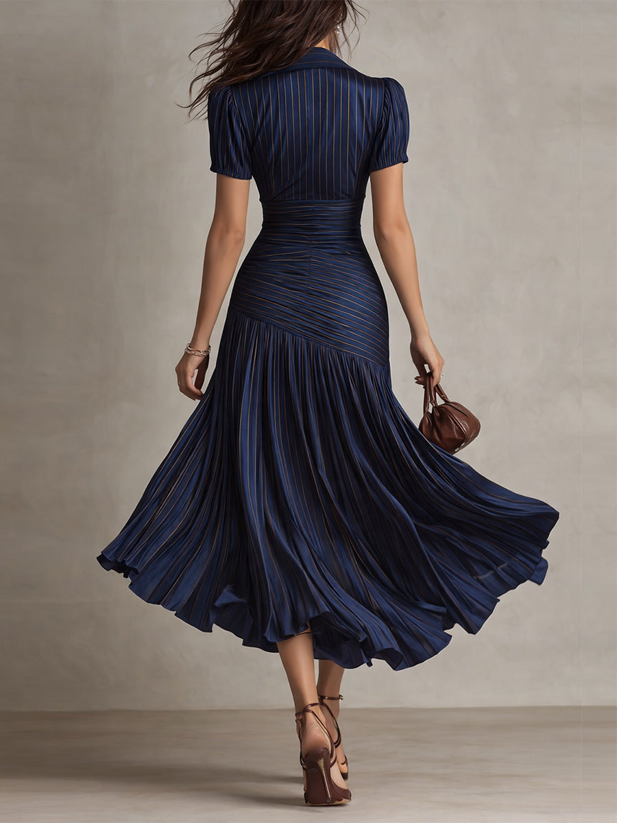 Adriana Striped Satin Midi Dress