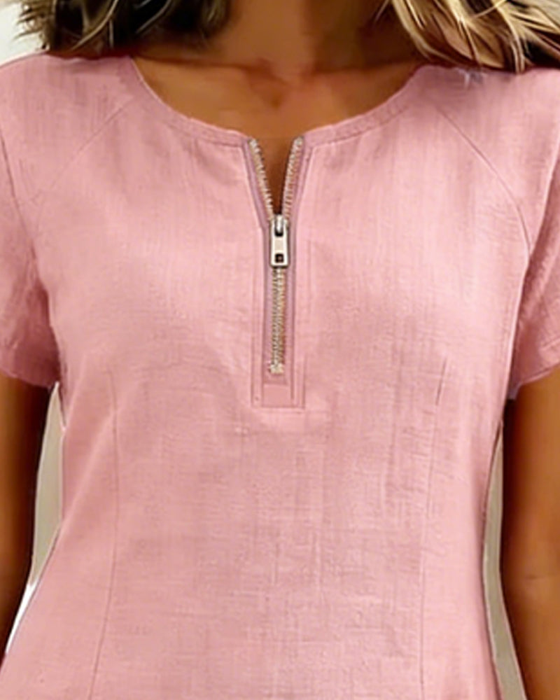 Emma Cotton Dress with Zipper Closure