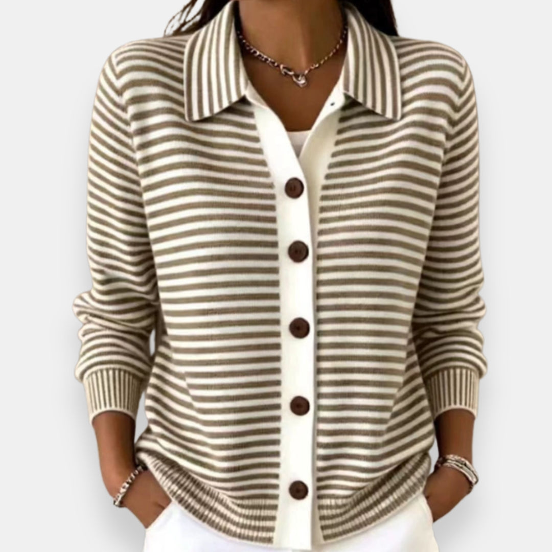 Kerana Striped Button Cardigan